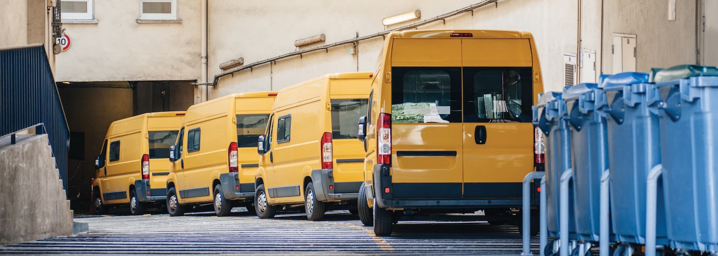 Yellow Delivery Vans Trucks Distribution